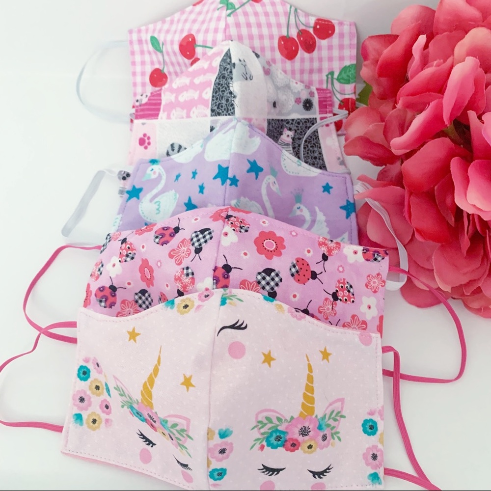 5PCS KIDS/GIRLS TRIPLE LAYER HANDMADE FACE MASK